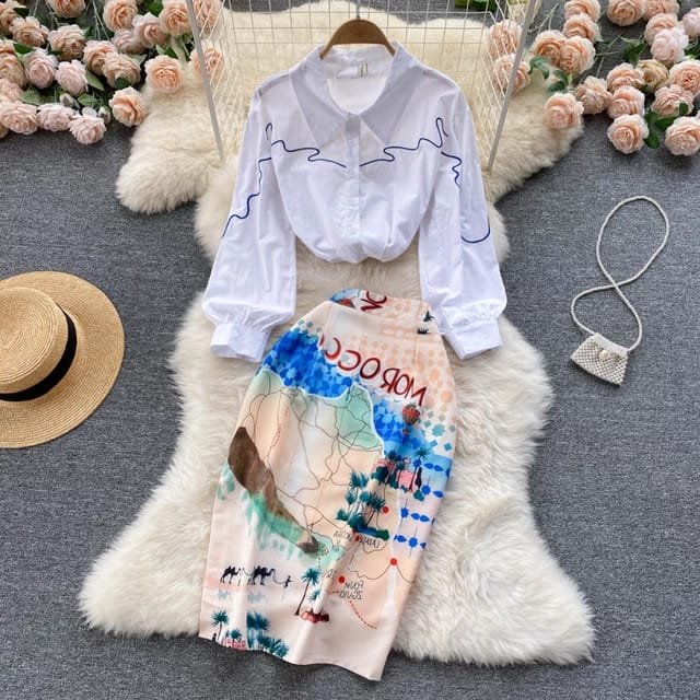 Pankh Luzie Floral Shirt and Skirt Set