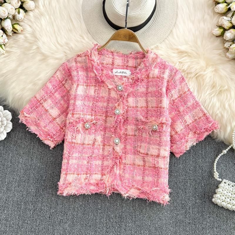 Ristora Tweed Crop Top Blouse
