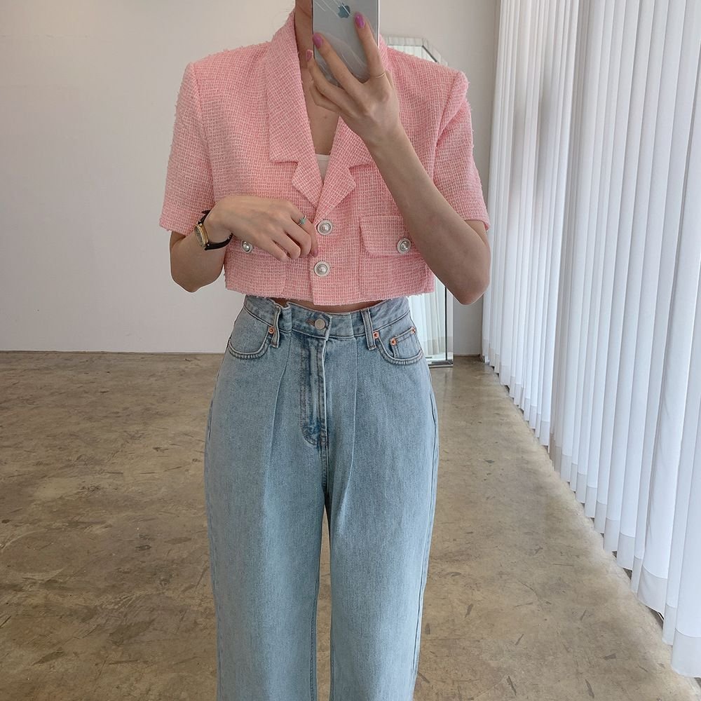 Pankh Glory Tweed Crop Blazer Top