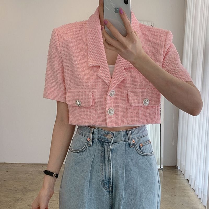Pankh Glory Tweed Crop Blazer Top