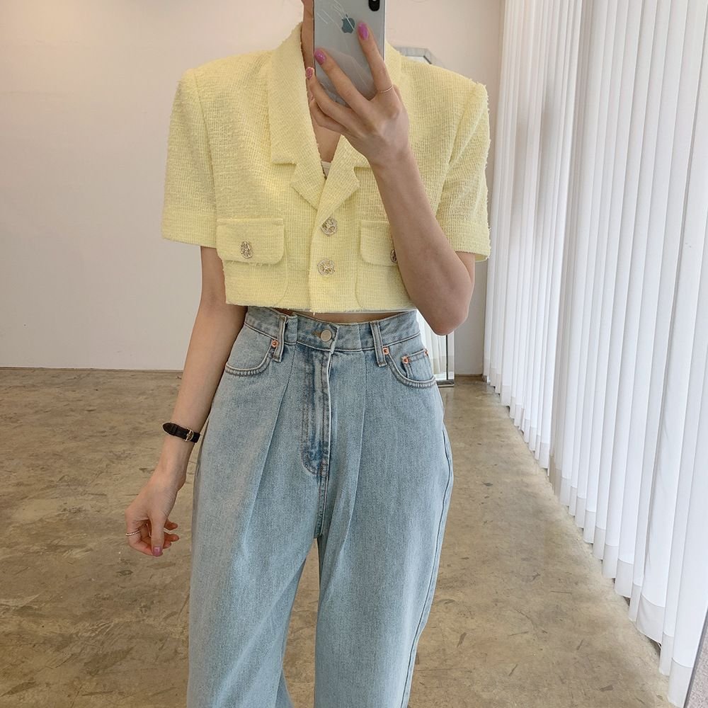 Pankh Glory Tweed Crop Blazer Top