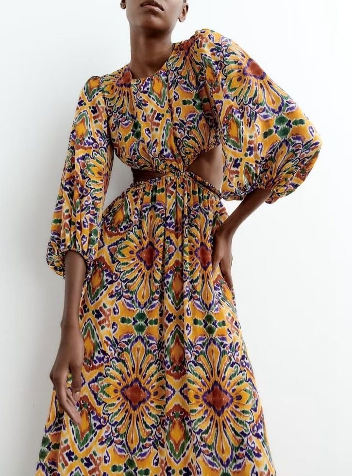 Pankh Bretha Backless Hollow Out Floral Beach Dress
