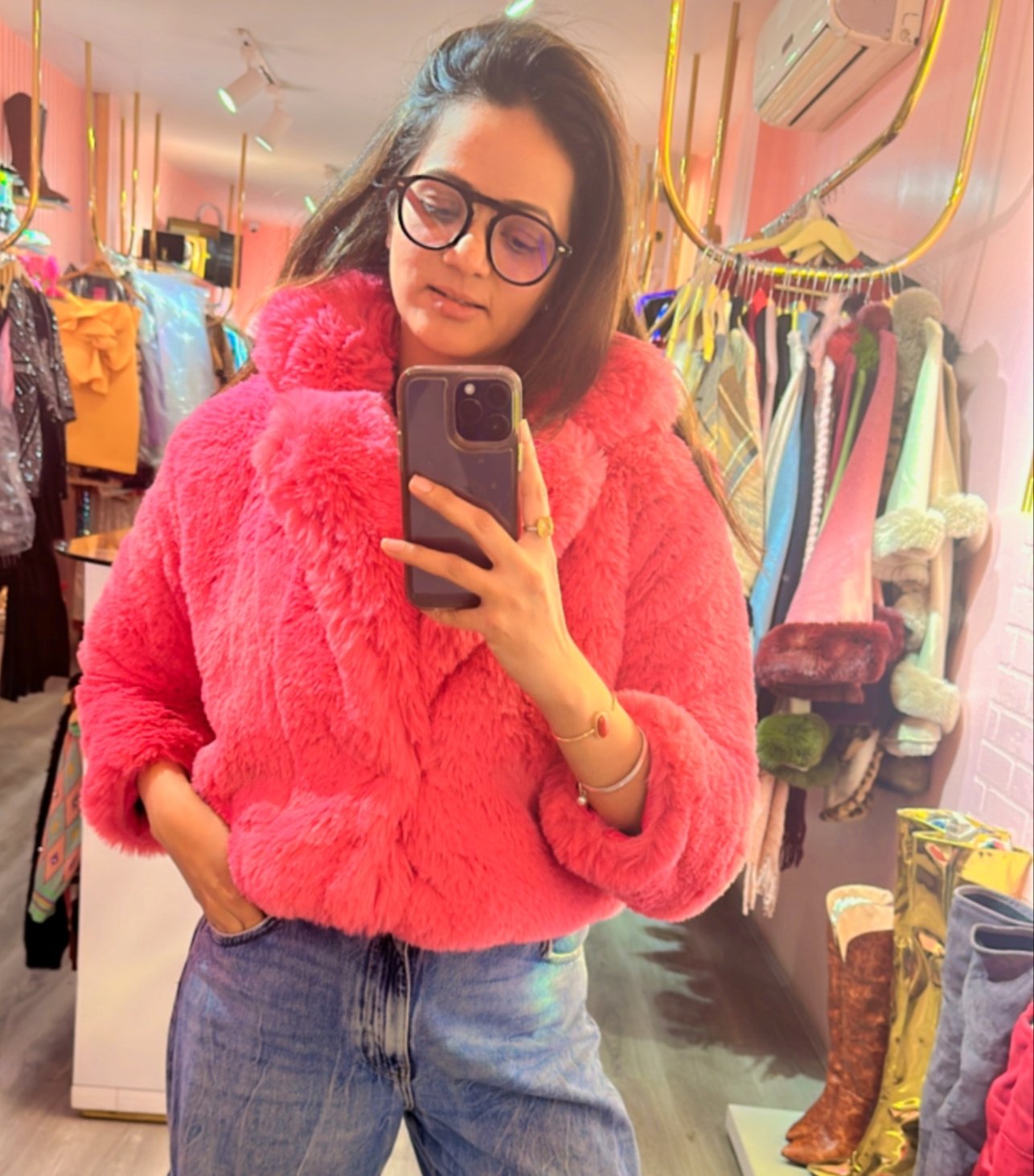 Pankh Candy Woolen Fur Coat