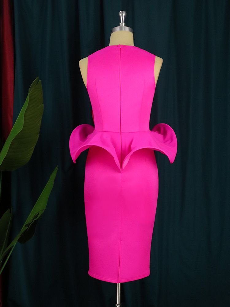 Lisah V Neck Scuba Ruffle Bodycon Dress