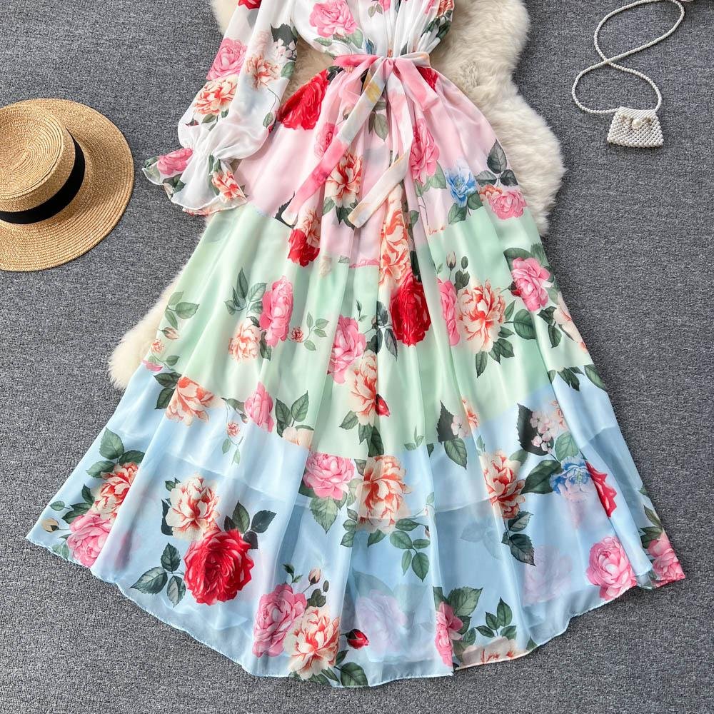 Suzanne Floral Printed one off shoulder maxi Dress