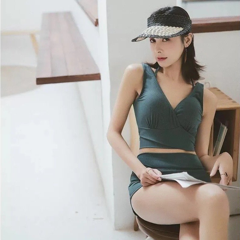 Pankh Alves Modest Swimsuit Bikini Set with coverup pants