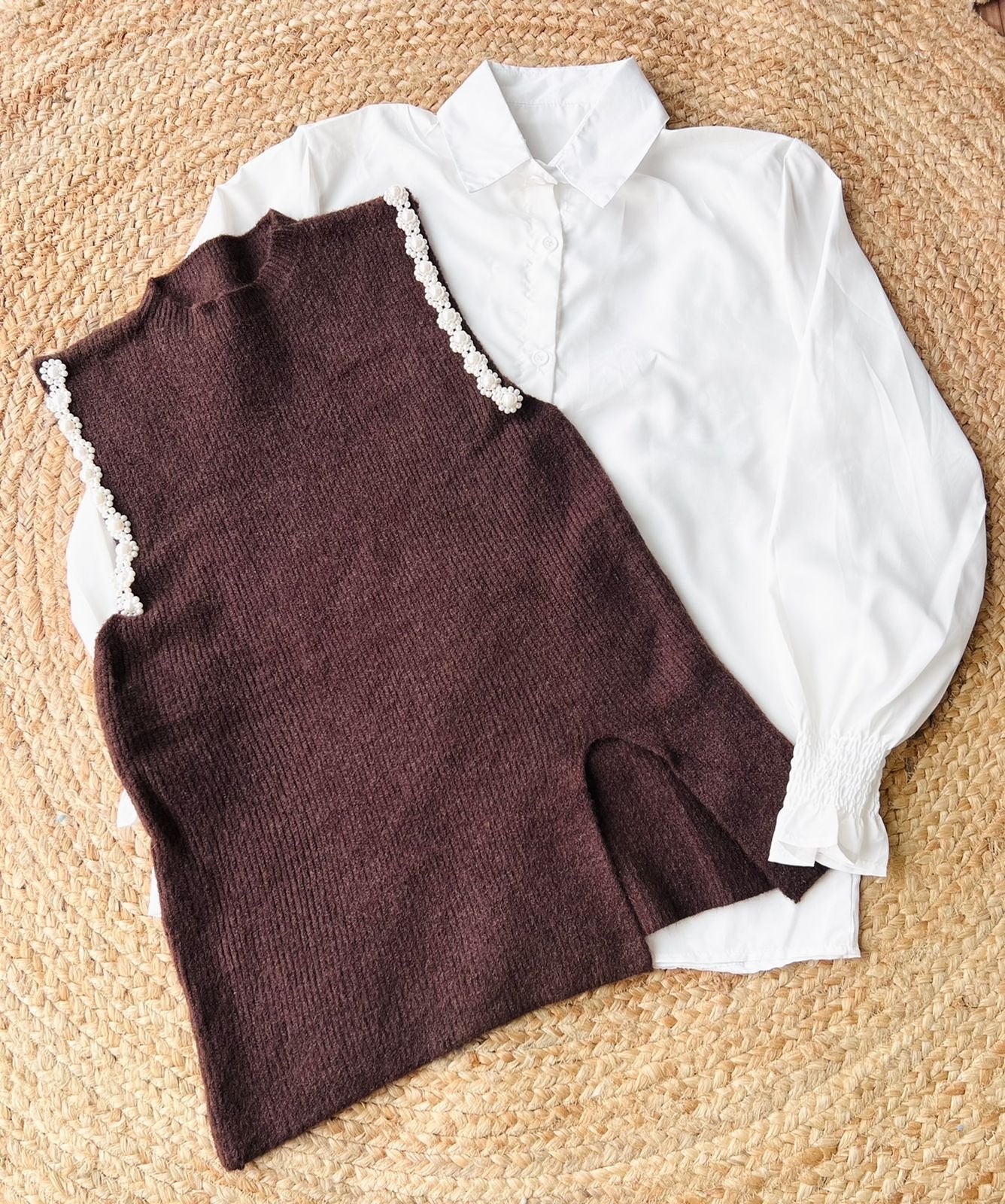 Miri Shirt And Woolen Sweater Set