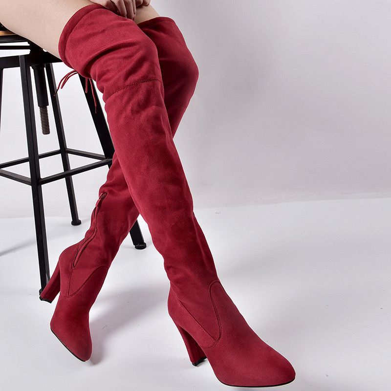 Noah Knee High Imported High Quality Suede Heel Boots