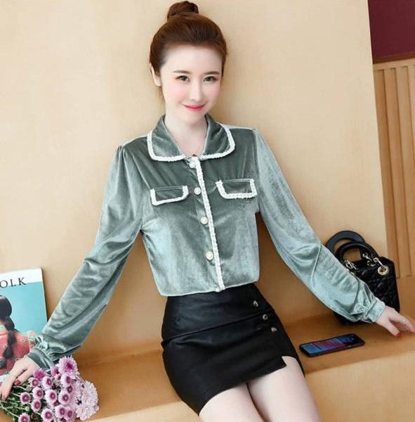 Pankh Alany Velvet Party Wear Shirt