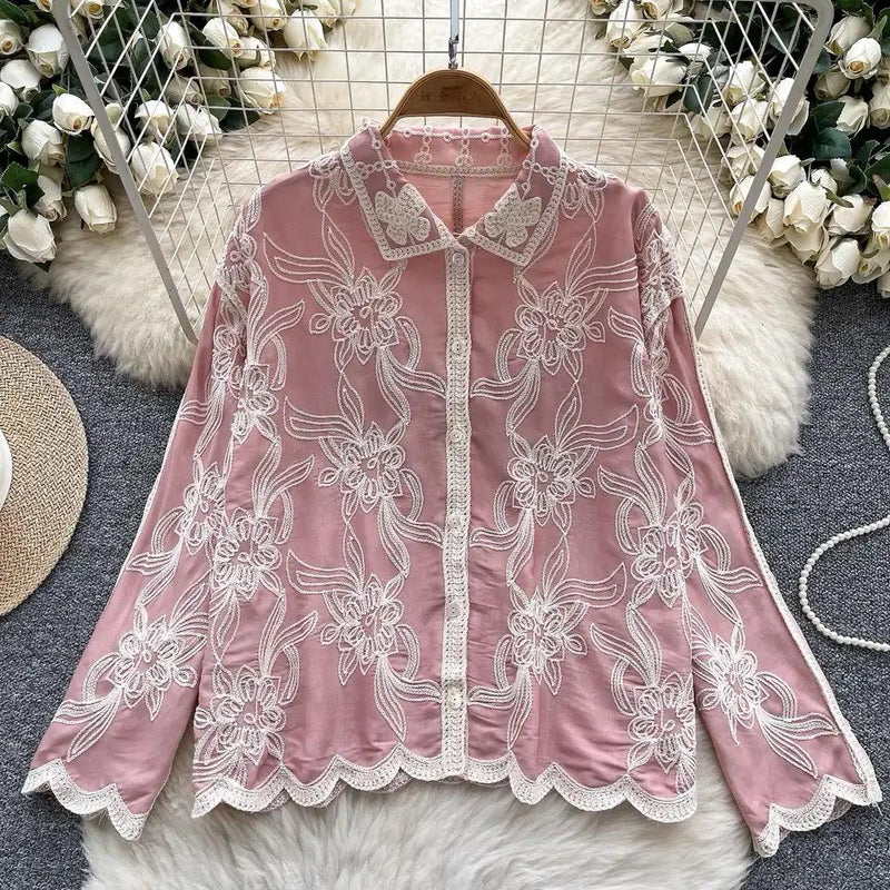 Pankh Skie Premium Flower Embroidered Cotton Shirt