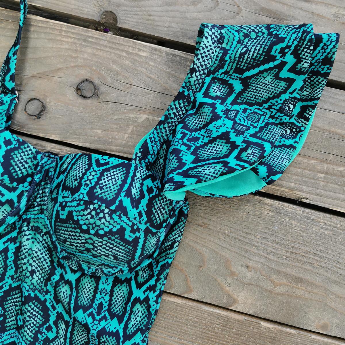 Pankh Michael Printed One Shoulder Ruffle Swimsuit Monokini