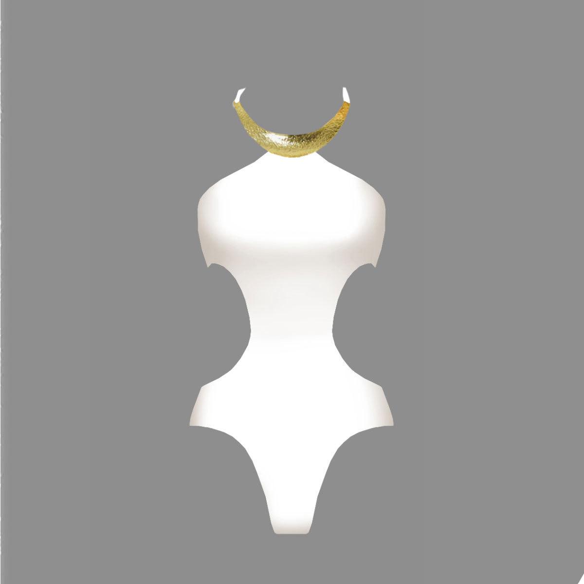 Pankh Wilson Metal Neckless Swimsuit With Stylish Bukle Skirt