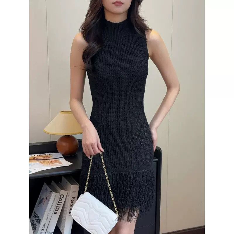 Pankh Seren Fringe Knit Long Dress