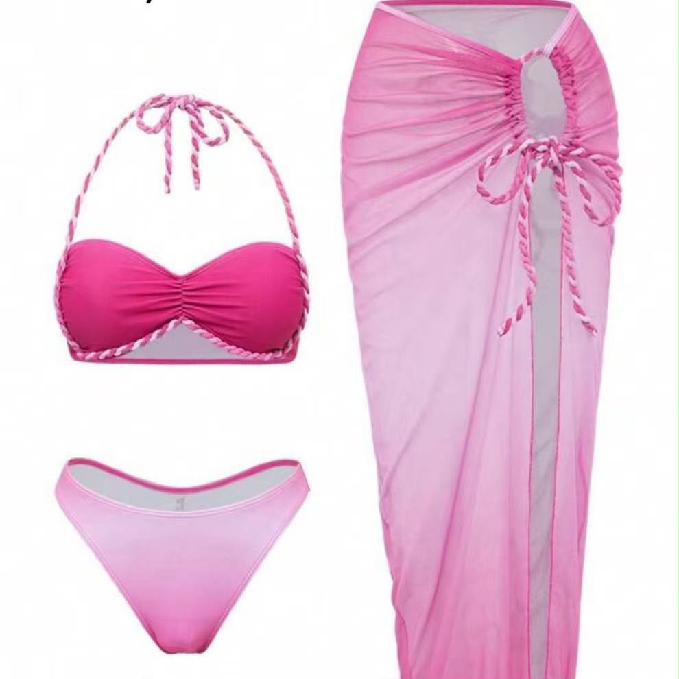 Pankh Ayaz Halter Neck Bikini Set With Sarong Resort Wear Coord Set