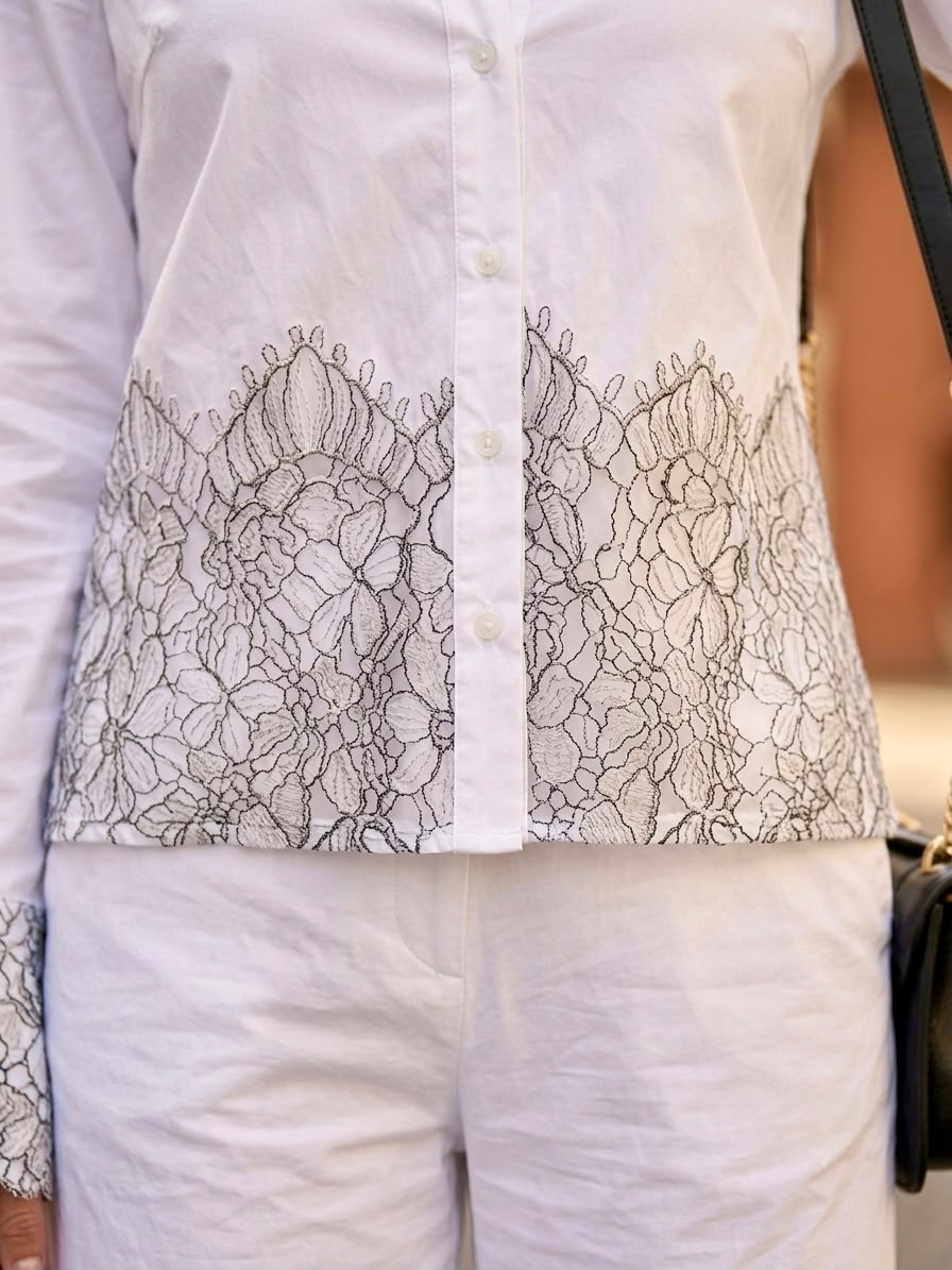 Pankh Edwin Embroidered Lace Linen-Blend Shirt And Wide-Leg Pants Co-ord