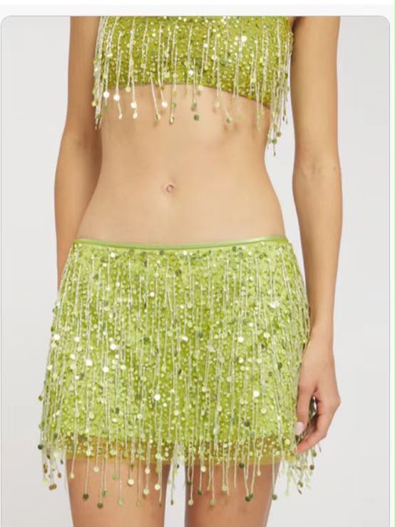 Pankh Yuzuki Hand Beaded And Sequins Crop Top And Mini Skirt