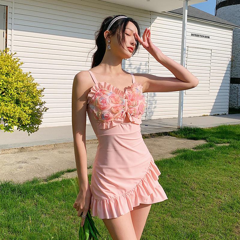 Pankh Enya Ruffles Mini Spaghetti Strap Floral Swim Dress