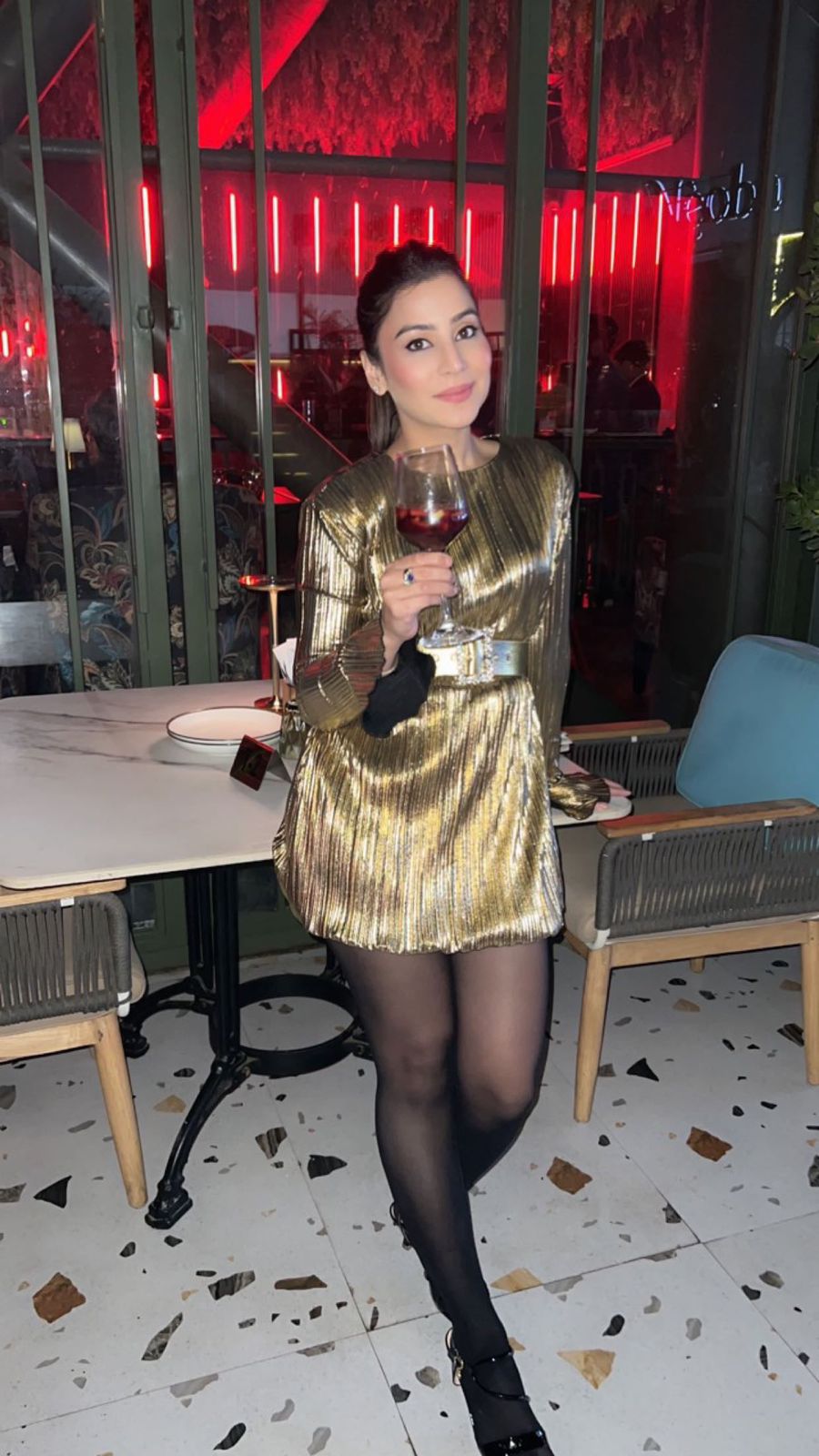 Pankh Jade Shimmer Metallic Party Short Dress