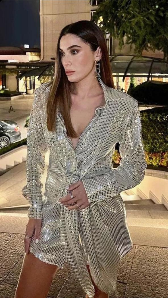 Pankh Aylani Gliter Seuin Blazer Dress
