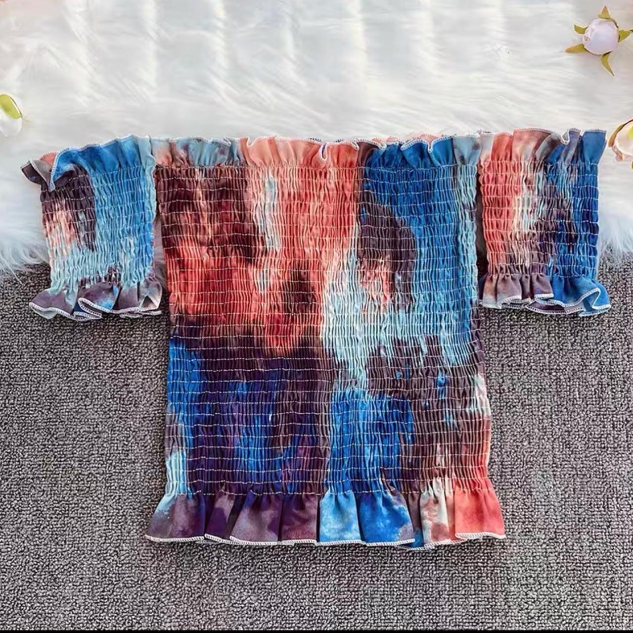 Pankh Mir Tie and Dye Off Shoulder Summer Blouse