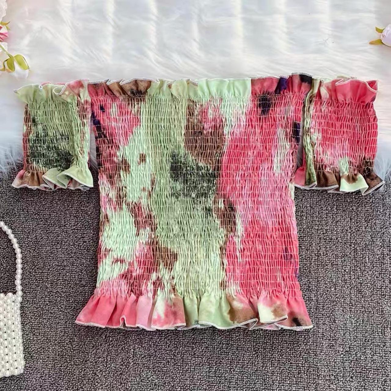 Pankh Mir Tie and Dye Off Shoulder Cute Summer Top