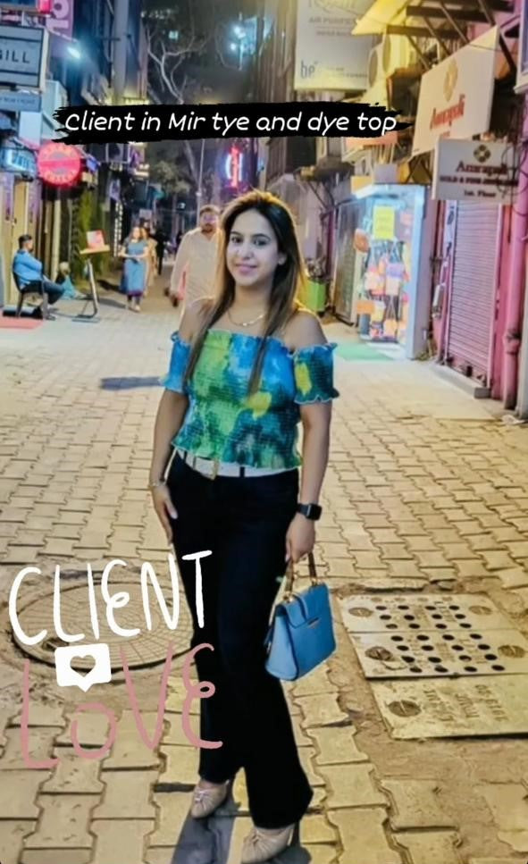 Pankh Mir Tie and Dye Off Shoulder Summer Blouse