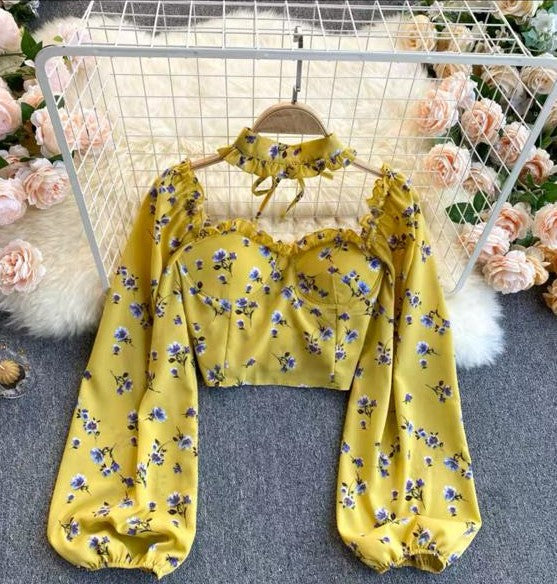 Pankh Bella floral summer padded crop top (fits upto bust 34-36 inches)