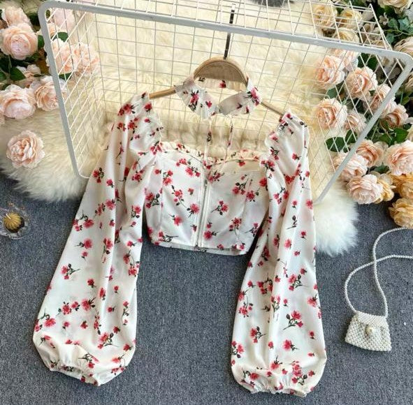 Pankh Bella floral summer padded crop top (fits upto bust 34-36 inches)