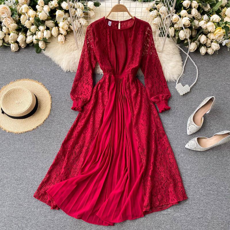 Pankh Pesley half lace half pleated maxi