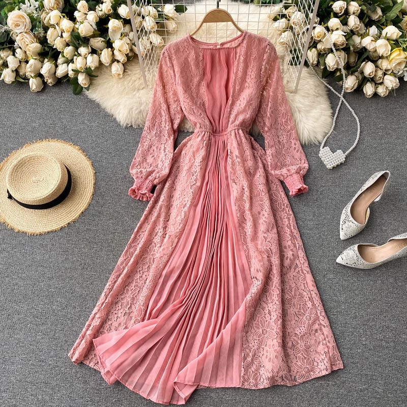 Pankh Pesley half lace half pleated maxi