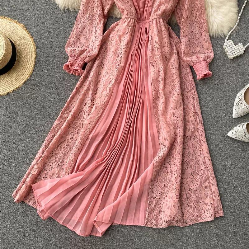 Pankh Pesley half lace half pleated maxi