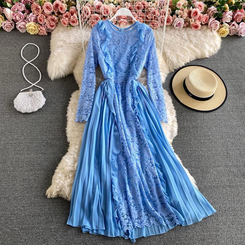 Pankh Pesley half lace half pleated maxi