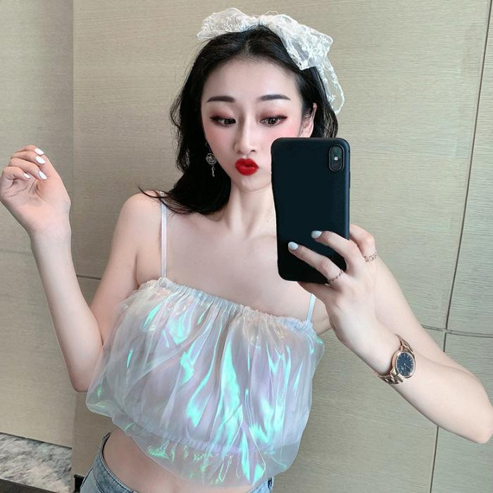 Pankh Demon Holographic Crop Top