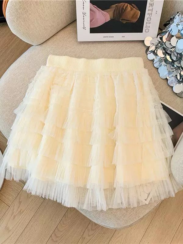 Pankh Tulle Layered Fairy Mesh Net Short Skirt