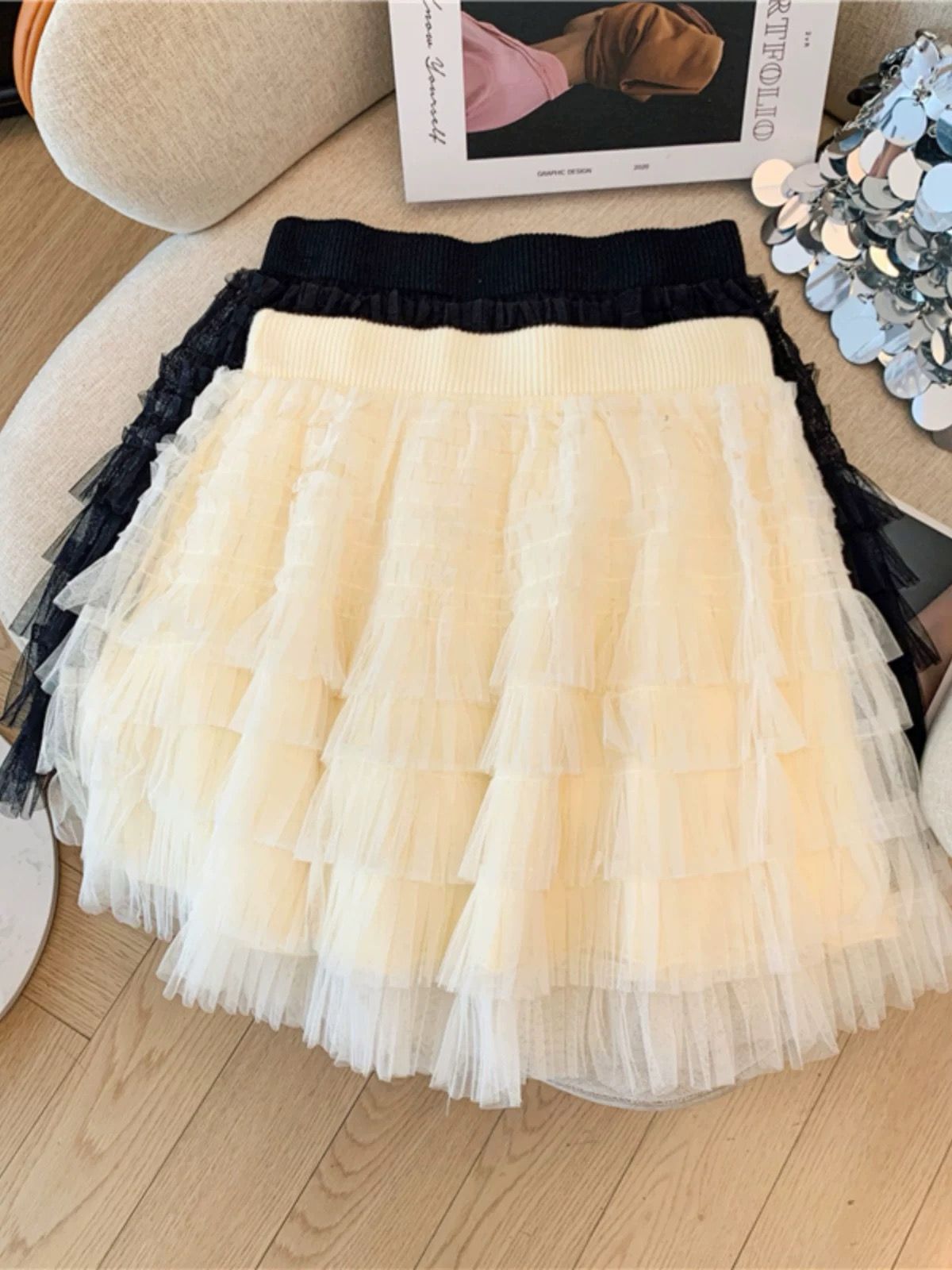 Pankh Tulle Layered Fairy Mesh Net Short Skirt