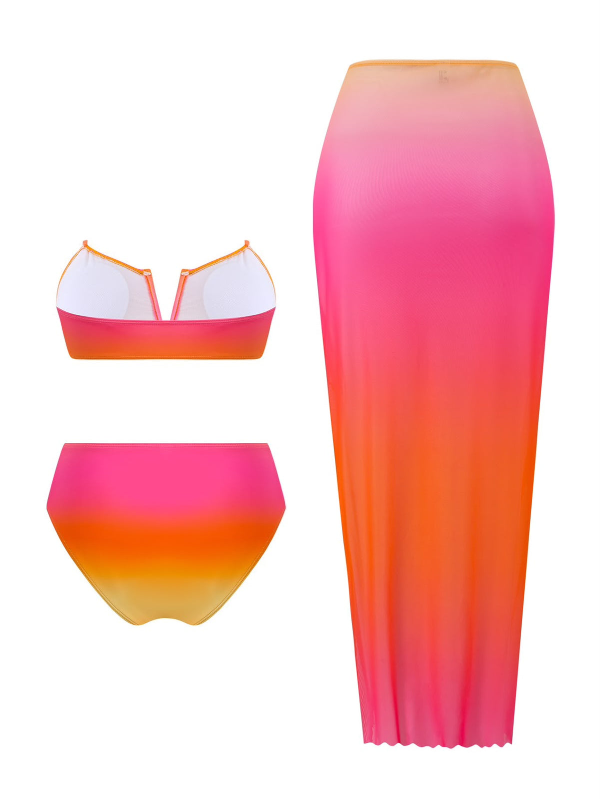 Pankh Raisa Ombre Halter Neck Bikini With Sarong Swimwear Set