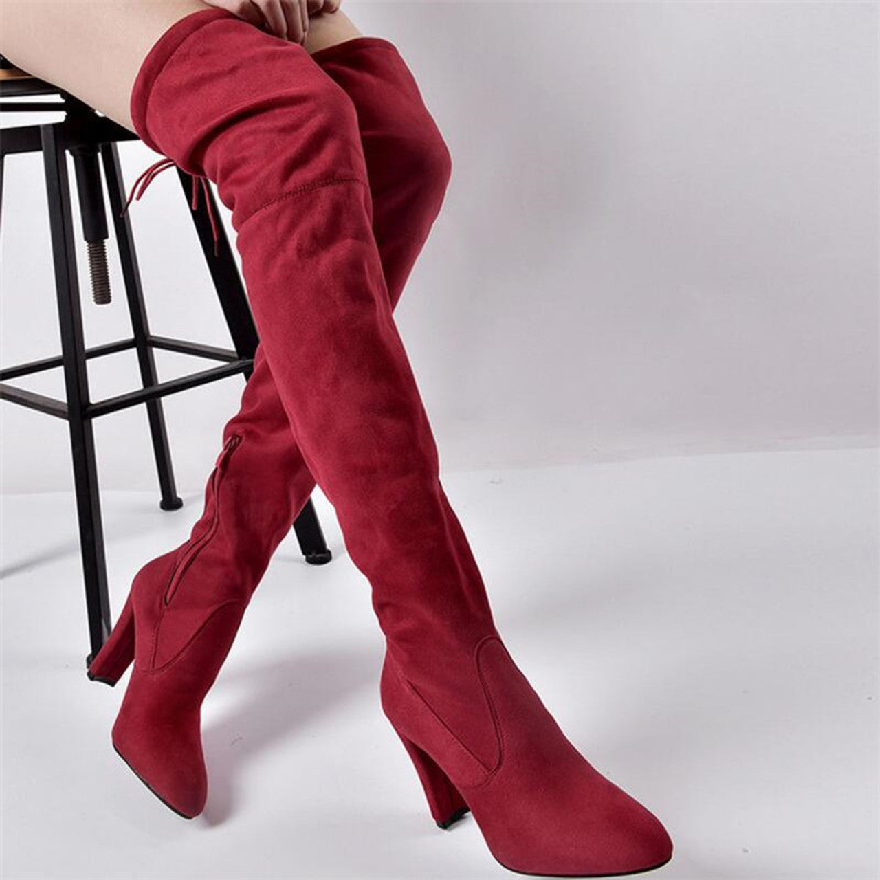 Noah Knee High Imported High Quality Suede Heel Boots