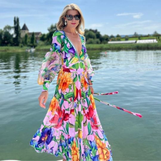 Pankh Ayron Multicolor V-Neck Balloon Sleeve Bikini With Skirt Set