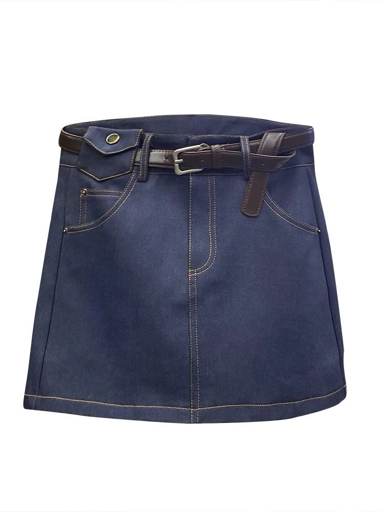 Pankh Ayza Solid Pure Cotton Denim Mini Skirt