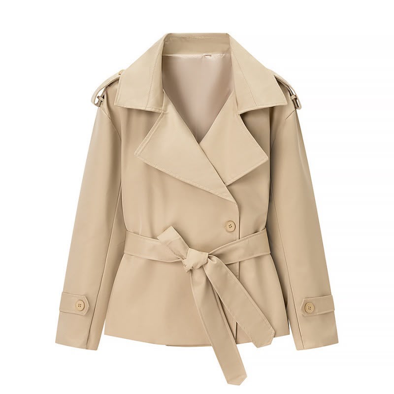 Pankh Amice Classic Plain Cropped Trench Coat With Belt