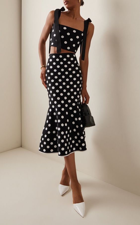 Pankh Marcel Dot Crop Top And Skirt Set