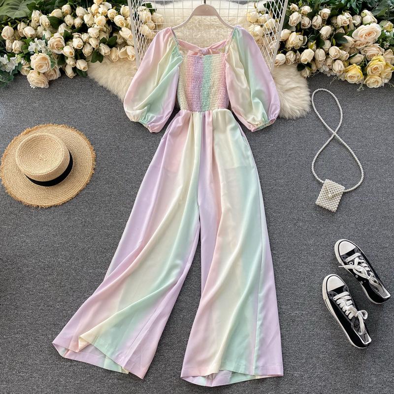 Pankh Zubair Rainbow Clinched Puff Sleeve Jumpsuit