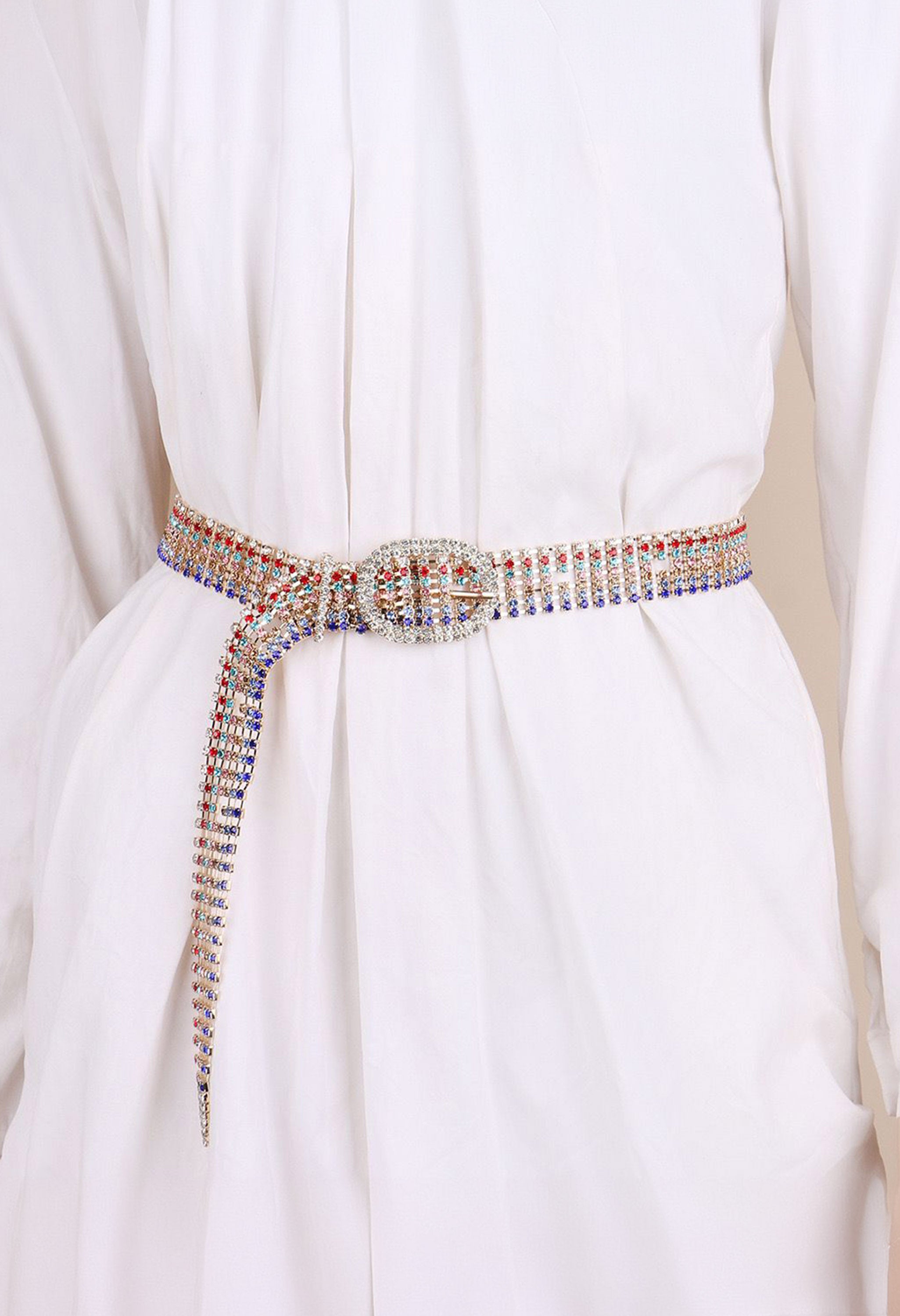 Pankh Multicolor Luxury Crystal Rhinestone Belt