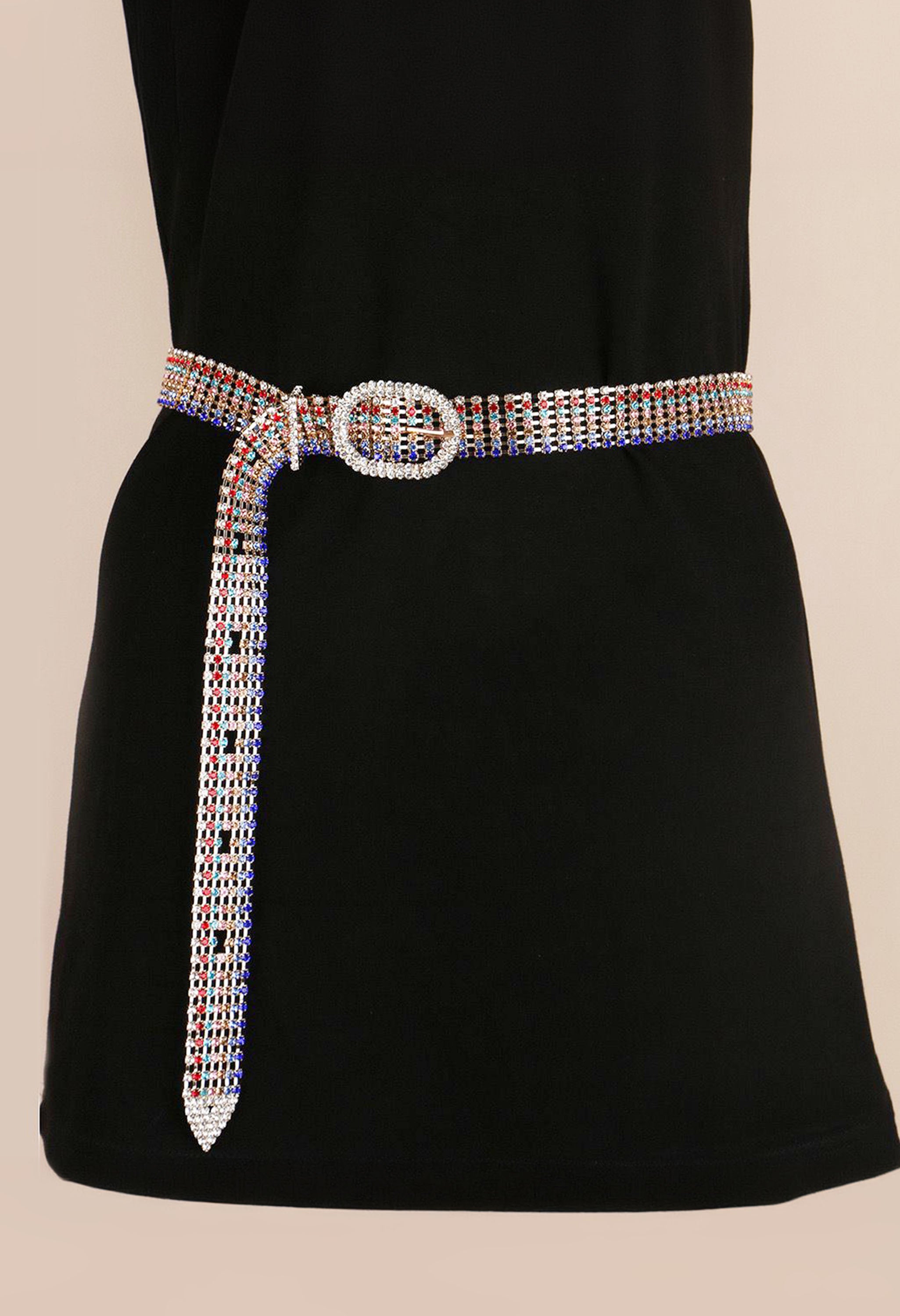 Pankh Multicolor Luxury Crystal Rhinestone Belt - Main Image