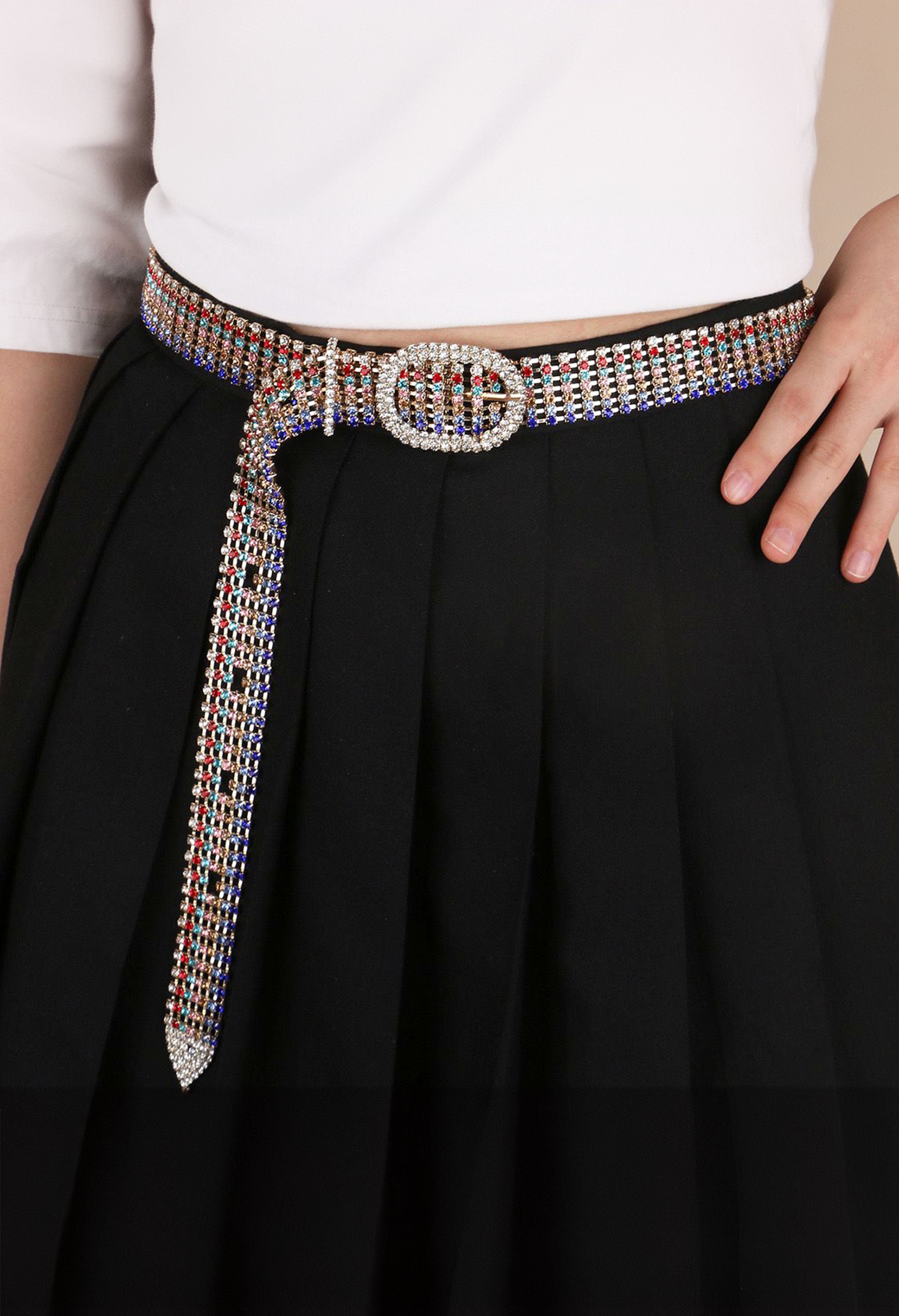 Pankh Multicolor Luxury Crystal Rhinestone Belt