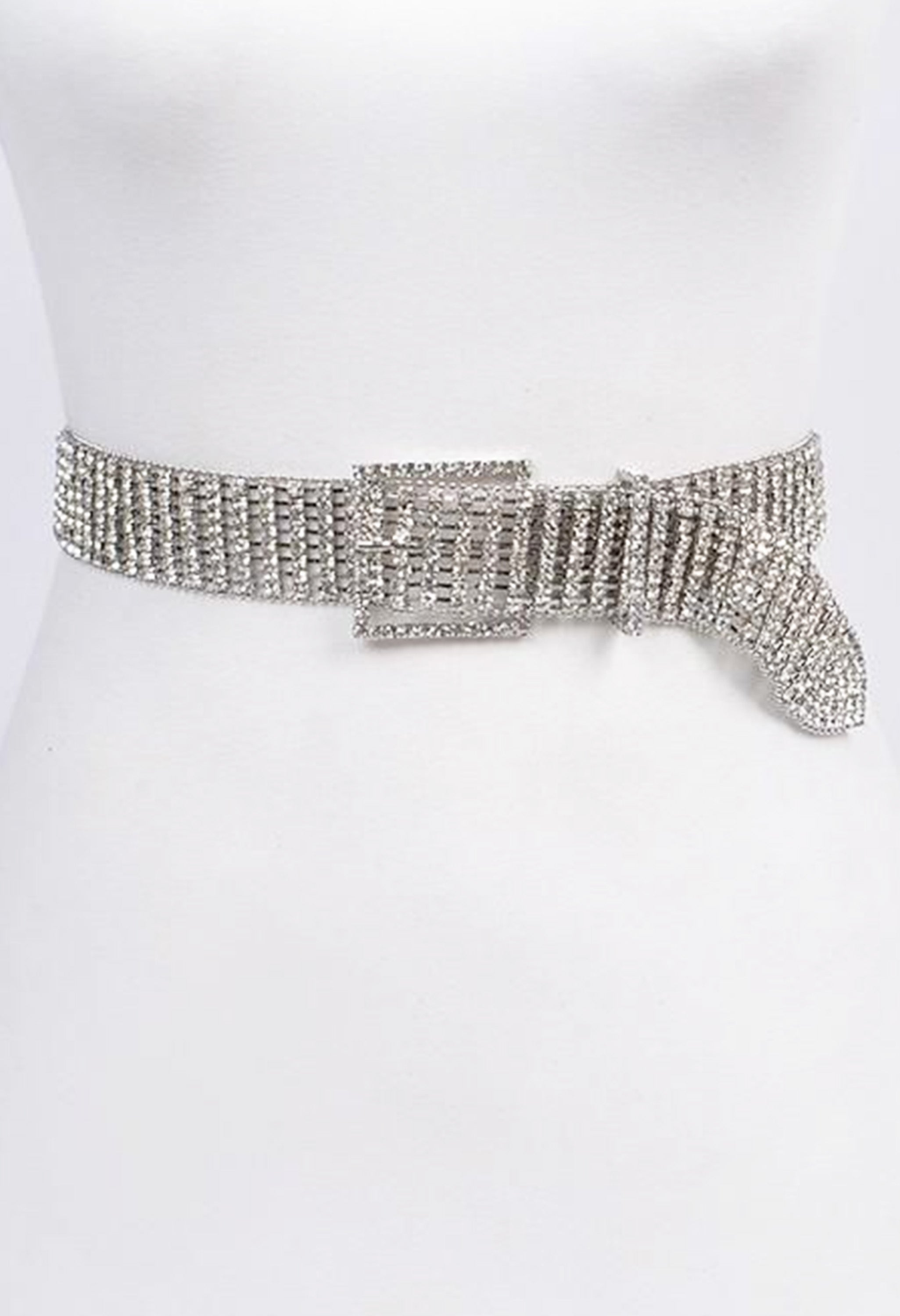 Pankh Square Rhinestone Diamante Bling Crystal Studded Belt