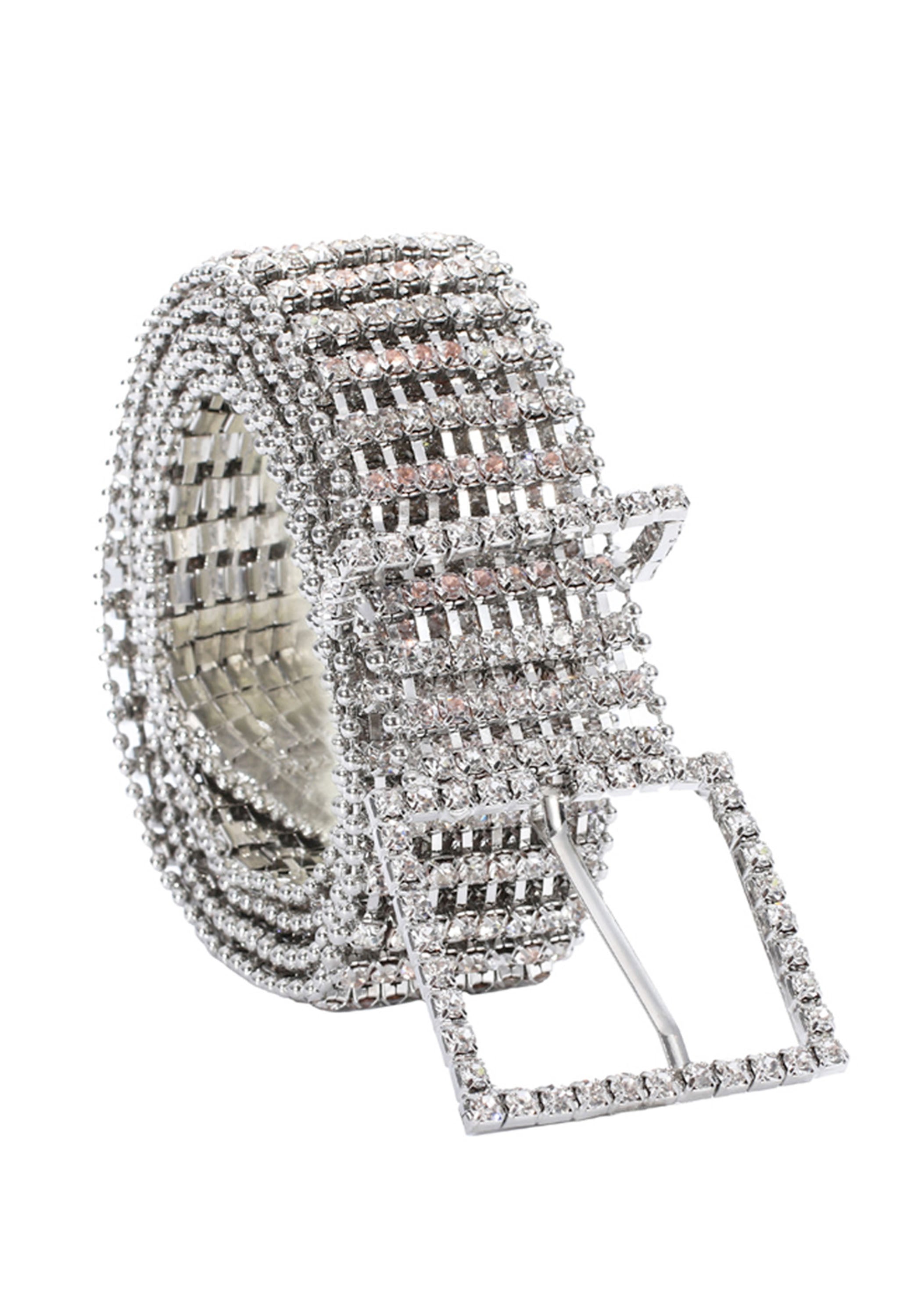 Pankh Square Rhinestone Diamante Bling Crystal Studded Belt