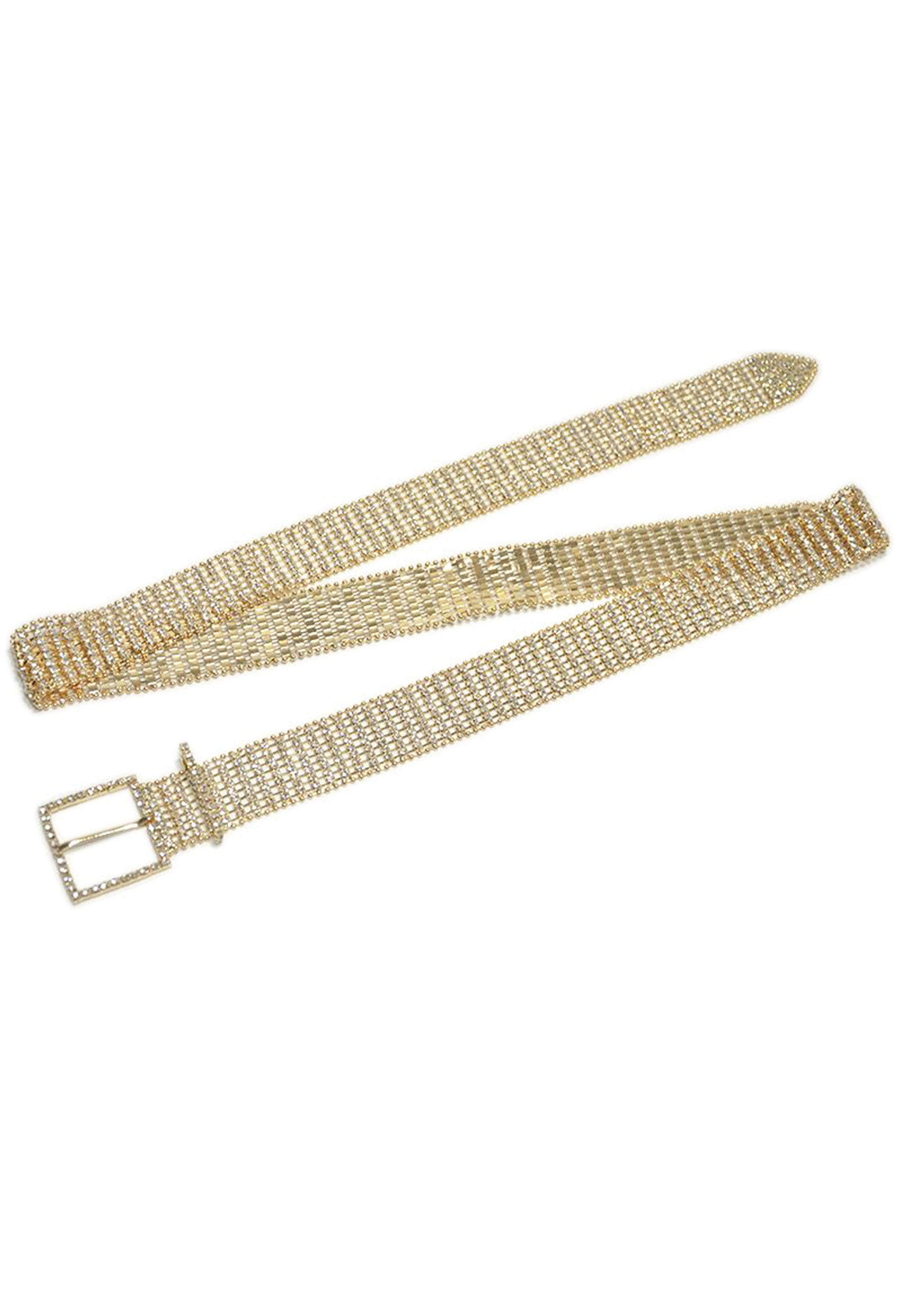 Pankh Square Rhinestone Diamante Bling Crystal Studded Belt
