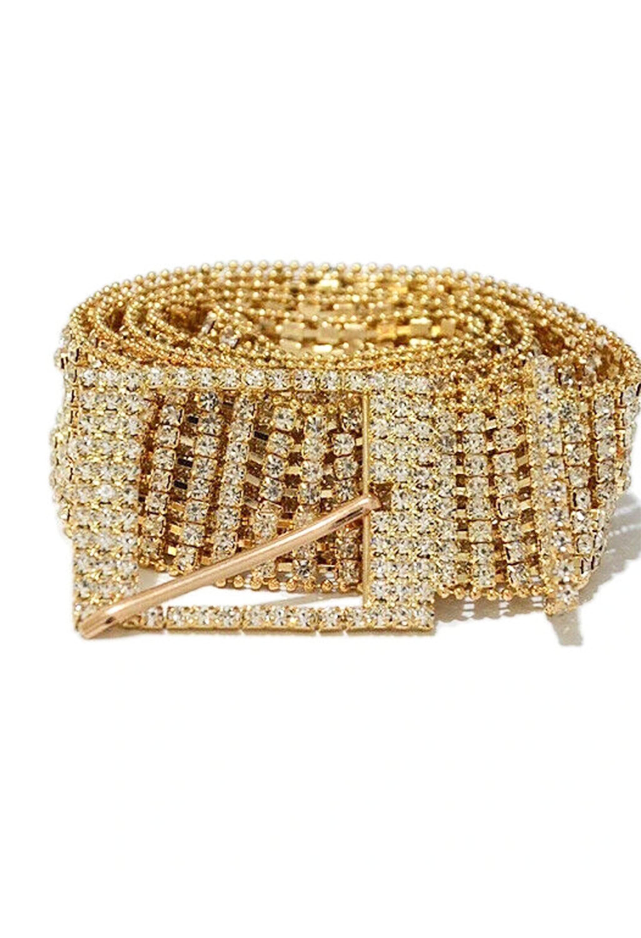 Pankh Square Rhinestone Diamante Bling Crystal Studded Belt