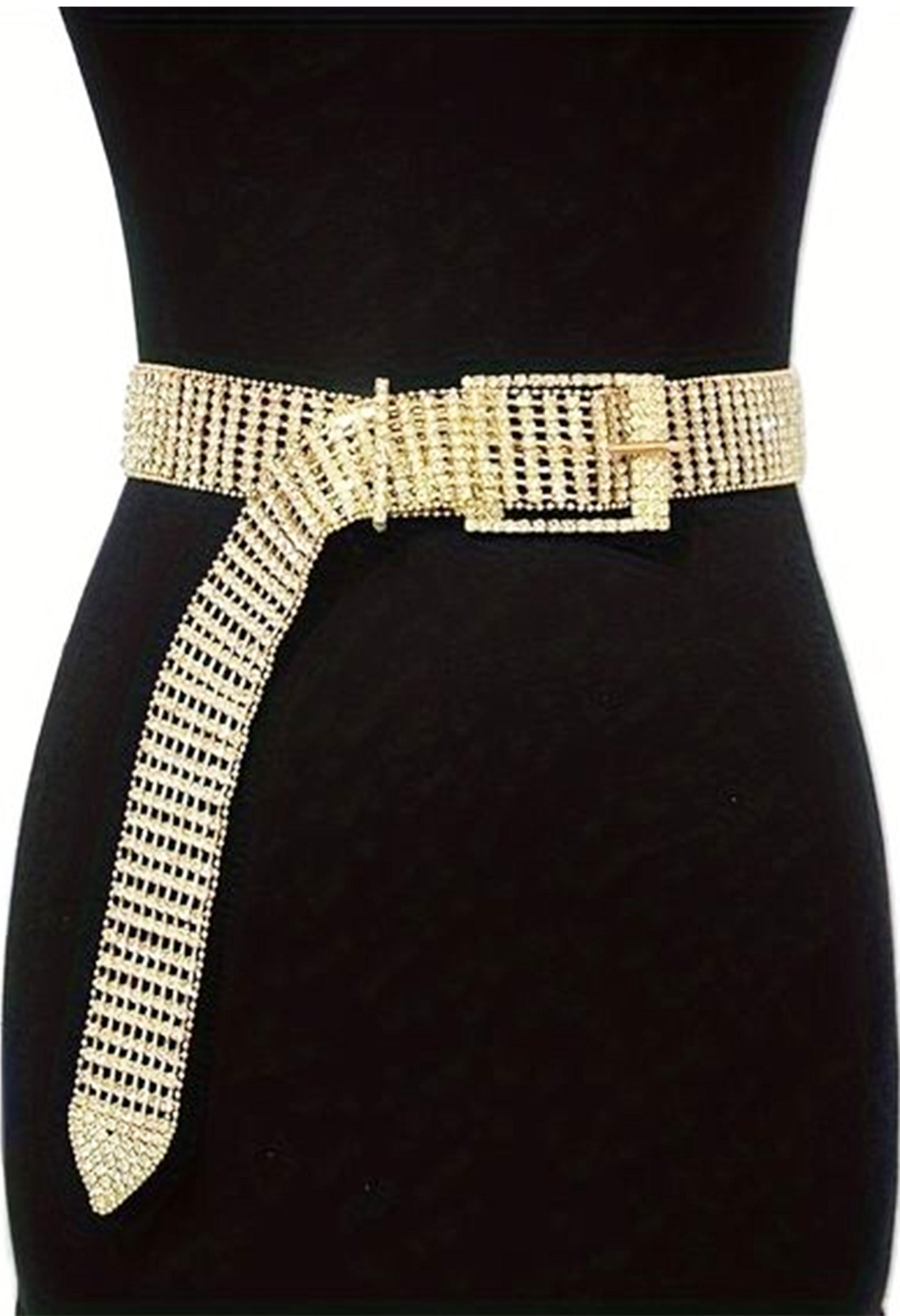Pankh Square Rhinestone Diamante Bling Crystal Studded Belt